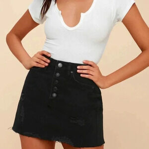 Free People A-Line Washed Black Distressed…